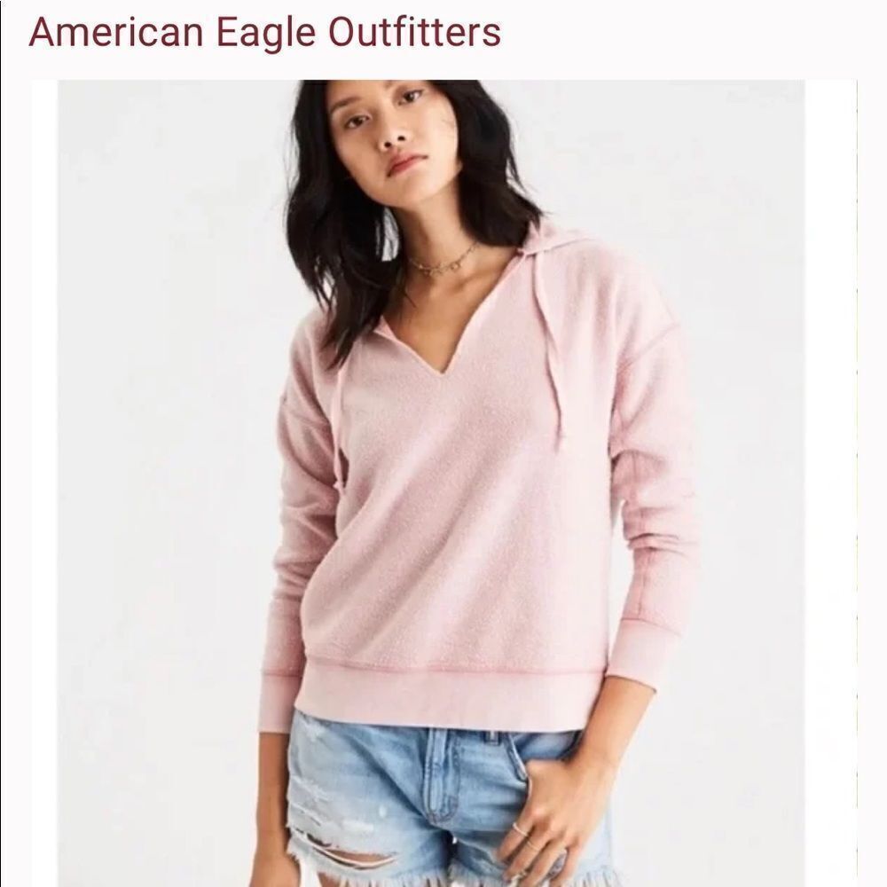 ❣️5/$50 American Eagle Blush Pale Pink hoodie, size small, inside out & cozy!